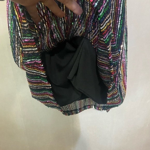 Altar'd State size M Braelynn rainbow sequin mini dress w/ adjustable straps EUC - Picture 8 of 8